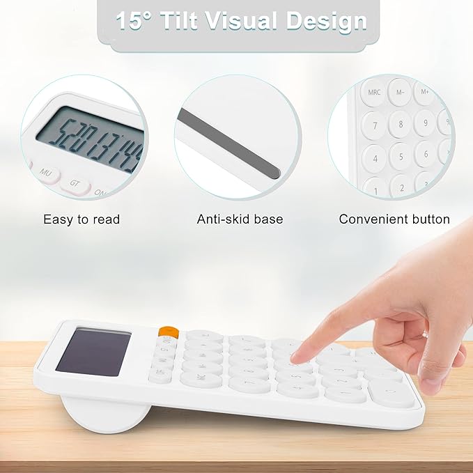 Standard Calculator 12 Digit,6.2 * 4.2in Desktop Large Display and Buttons,Calculator with Large LCD Display for Office,School, Home & Business Use,Automatic Sleep,15 °Tilt Screen