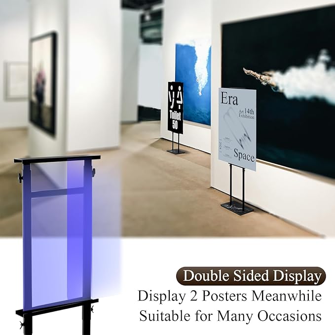 Pedestal Poster Sign Stand, Display Stand Sign Holder for Adjustable Height Up to 79 Inch, Heavy Duty Banner Double-Sided Sign Stand with Marble Base, Fit Wedding, Restaurant or Business