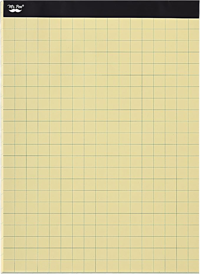 Mr. Pen- Graph Paper, 2x2 (2 Squares per inch), 8.5"x11", 55 Sheets, Yellow, Grid Paper, Graphing Paper, Math Graph Paper Pad, Grid Paper Pad, 1/2 Inch Graph Paper, Square Paper, Math Paper