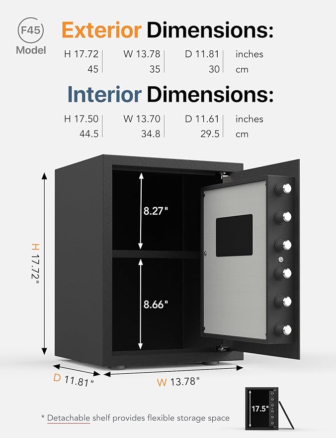 FORFEND Smart Home Safe | WiFi Safe Box App Lock/Alarm | Voice Command, Kidnap Alarm, Tamper Detect, Frozen Mode, Sub Account| Digital Safe Anti Theft