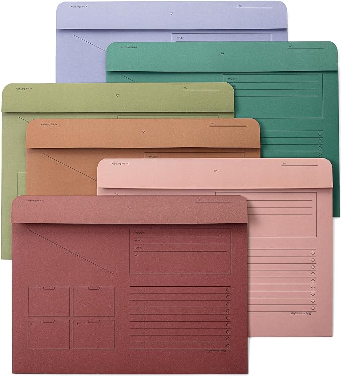 Mr. Pen- Paper Pocket File Folder, 6 Pack, Assorted Colors, Lined Horizontal File Folders Letter Size, File Jacket Flat, File Jacket Folders, File Folder Jackets Letter Size, File Folders Closed Sides