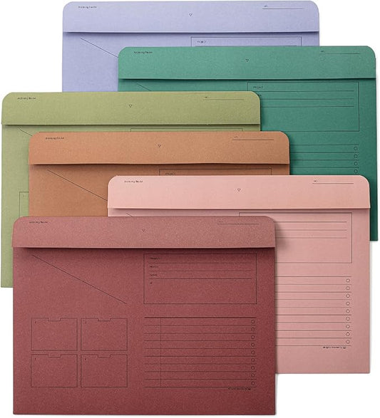 Mr. Pen- Paper Pocket File Folder, 6 Pack, Assorted Colors, Lined Horizontal File Folders Letter Size, File Jacket Flat, File Jacket Folders, File Folder Jackets Letter Size, File Folders Closed Sides