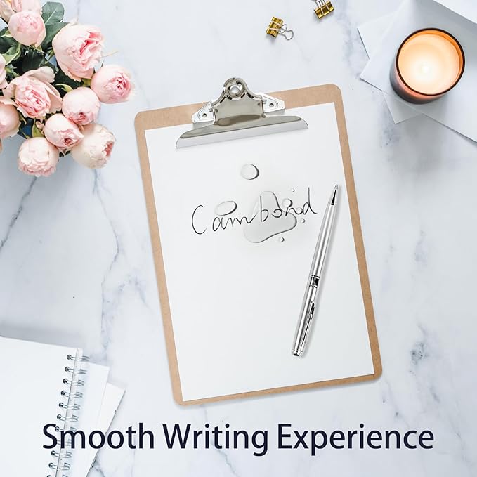 Cambond Ballpoint Pens Metal Pen - Silver Pens Black Ink Nice Pens for Gift Business Men Police Flight Attendant 1.0 mm Medium Point Office Pens, 3 Pens with 3 Refills (Silver)