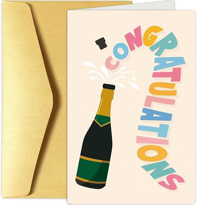 Champagne Congratulations Card, Congrats Engagement Card, Bridal Shower Card, Wedding Card, Baby Shower Card