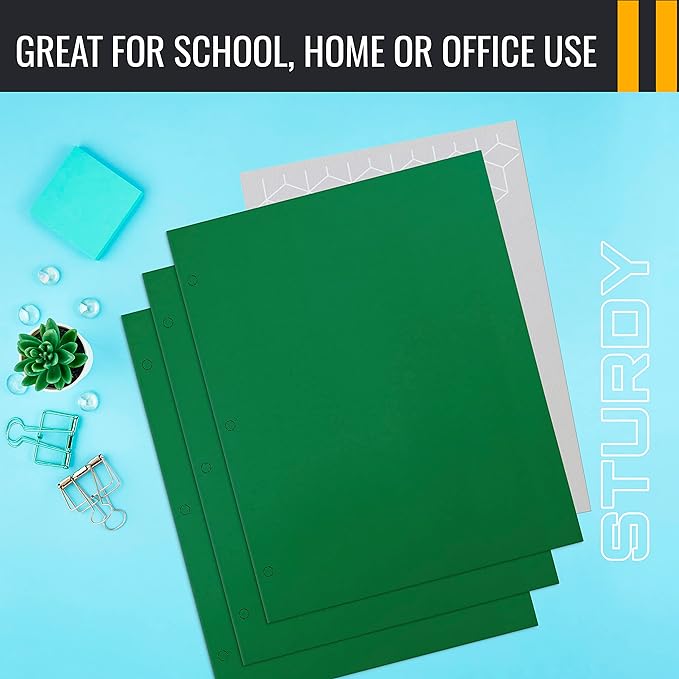 Better Office Products Two Pocket Portfolio Folders, 50-Pack, Green, Letter Size Paper Folders, 50 Pieces, Green