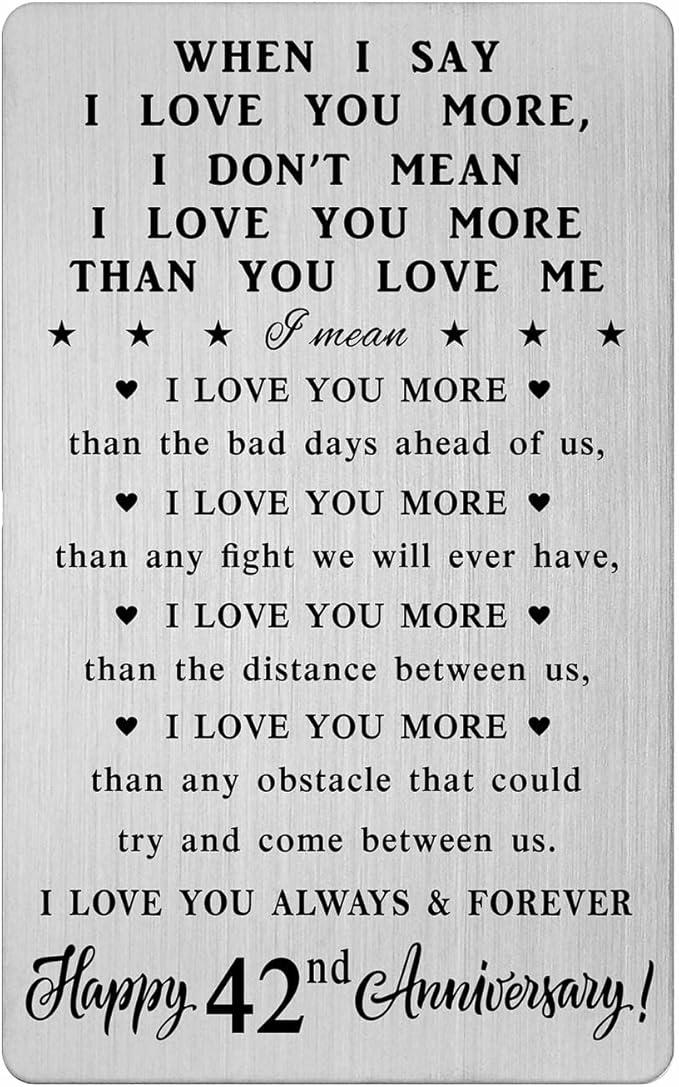 CPLJW 42 Year Anniversary Card Gifts for Women, 42nd Anniversary Romantic Gifts for Him, 42 Years Wedding Wallet Card Gift