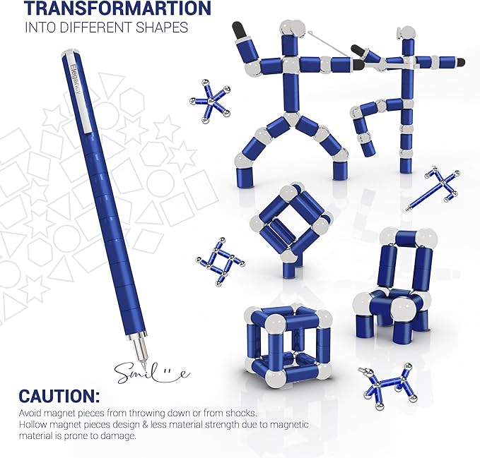 Elegancy Fidget Pen Magnetic Balls | Deformable Decompression Magnetic Pen Fidget Toy for Teenagers Gifts for Men | Cool Stuff Magnets for Kids (Blue)