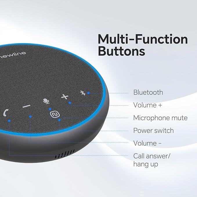 Conference Speaker and Microphone, Bluetooth Speaker with Microphone, 360° Voice Pickup, AI Noise Reduction, Dual Connectivity, USB C Conference Room Microphone for Meetings, NewPie