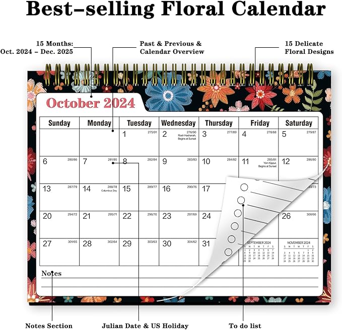 Small Desk Calendar 2025 - Standing 2025 Desk Calendar, OCT. 2024 - DEC. 2025, 8" x 6", Monthly Flip Desktop Calendar with To Do List, Your Personal Desk Calendar Planner for Home Office
