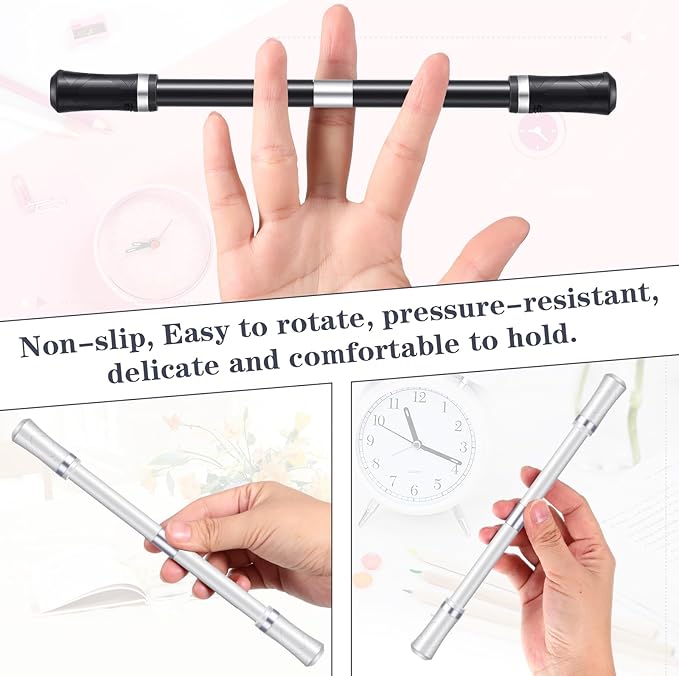 Outus 2 Pieces Spinning Pen Rolling Finger Rotating Gaming Trick Pen Mod with Tutorial No Refill Stress Releasing Brain Training Toys for Adults Office Supplies(Mixed Color)