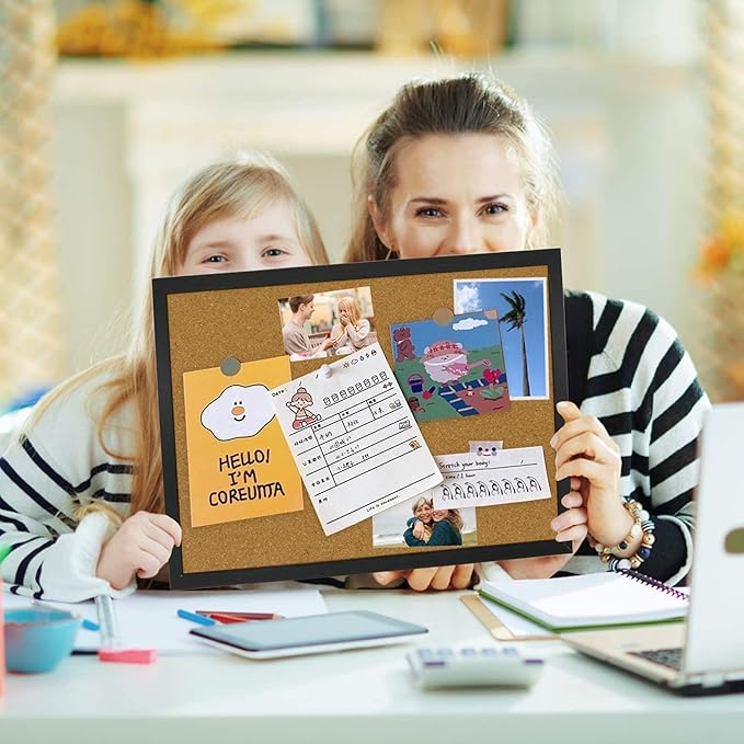 OWLKELA Cork Bulletin Board 17.7"X 13.3", Notice Pin, Ideal for Office & Home Decor, School Message or Vision