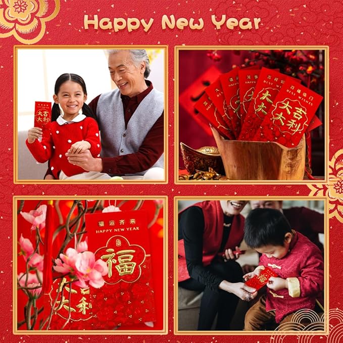Red Envelope, 36 Pcs Chinese Money Envelopes for Cash, Lunar New Year Envelopes, 红包, Snake Red Envelopes 2025, Red Packets,Chinese Luck Money Envelopes for Wedding Birthday Spring Festival Supplies
