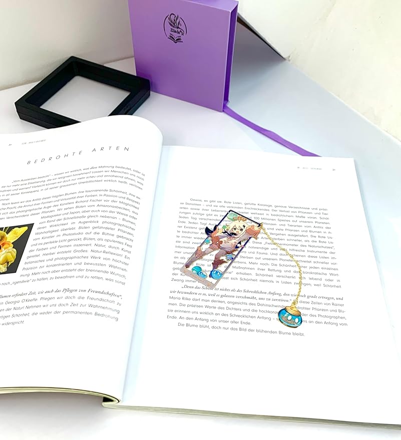 Genshin Impact Paimon Metal Bookmark - Anime Figure Merch with 3D Display Box - Birthday Gifts for Fans Friends Gamer Book Lovers - Zllada