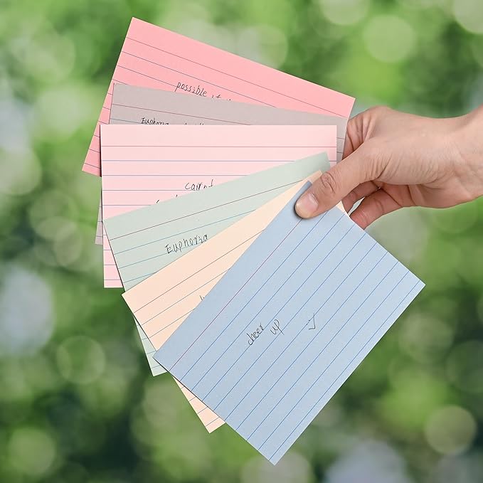 Index Cards 4x6 Ruled Line Flashcards,156 Pcs Flash Cards Study Cards in Vintage Colors,Lined Ruled Notecards for Home, School Learning, Note Taking and Studying-Aesthetic Color