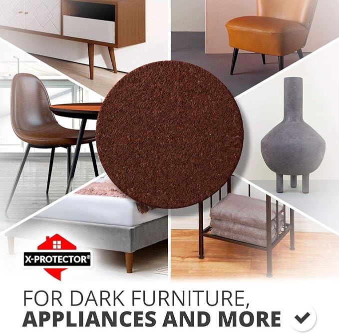 Felt Furniture Pads X-PROTECTOR - 48 Premium Floor Protector Chair Felts for Feet Wood Floors Best Hardwood Protect Your Hard Floors! (Brown)