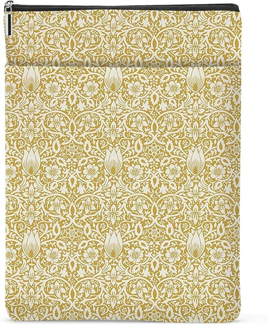 Retro Floral Book Sleeve Book Cover Classic Flower Book Protector with Zipper Christmas Birthday Book Club Gifts Book Accessories for Women Bestie Cousin Librarian Girls Bookish Book Lovers Gifts