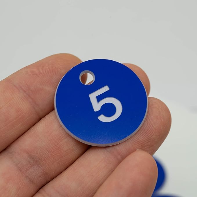 StayMax Plastic ID Number Tags Engraved Tags Key Tags Without Key Rings (201-300, Blue)