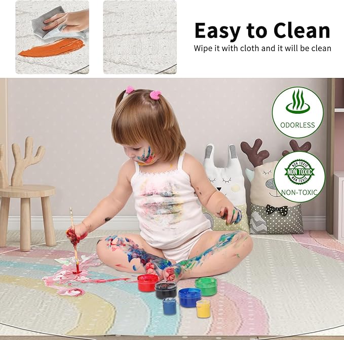 WASJOYE Office Chair Mat for Carpet, 36" Round Clear Home Carpet Chair Mat Protector Cover with Non-Slip Studded for Computer Desk Rolling Chair