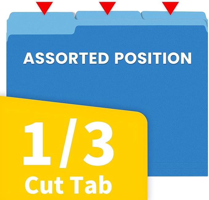 SUNEE File Folders, 30 Pack Manilla Folders 8.5 x 11, Colored File Folders Home Office School Supplies for Documents Files Paper,Blue