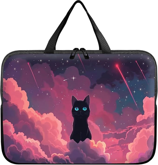 Universal Tablet Laptop Sleeve Case 10 inch, Pink Sky Cat Slim Carrying Case Durable Handbag Travel Laptop Bag for 7 to 10-inch Laptops/Notebook/Kids Tablet/ipad/eBook Readers