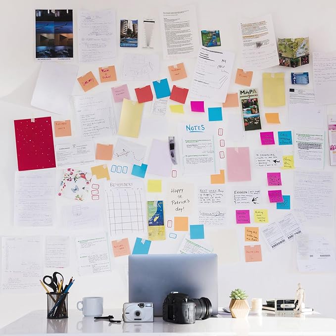 Sticky Notes 3x3 Inches, 12 Pads Bright Colors Sticky Notes,Colorful Sticky Notes, Self-Stick Note Pads, Sticky Notes Bulk,50 Sheets/Pad (12Pads)