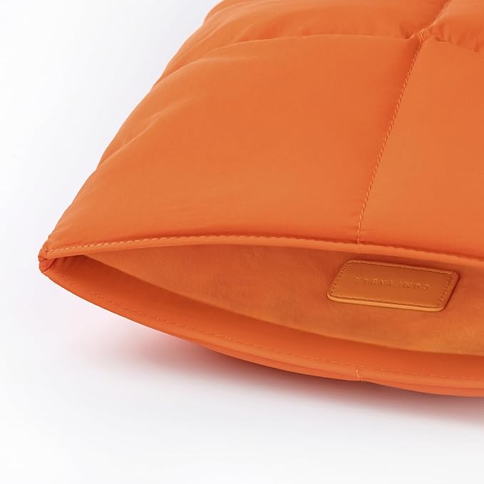 Comfyable Puffy Laptop Sleeve 13 Inch 14 Inch, Quilted Puffer Laptop Carrying Case for Women, Pillow Case Compatible for MacBook Air M3 2024 M2 M1, MacBook Pro M4 Pro/Max, 13 in 14 in Cover, Orange