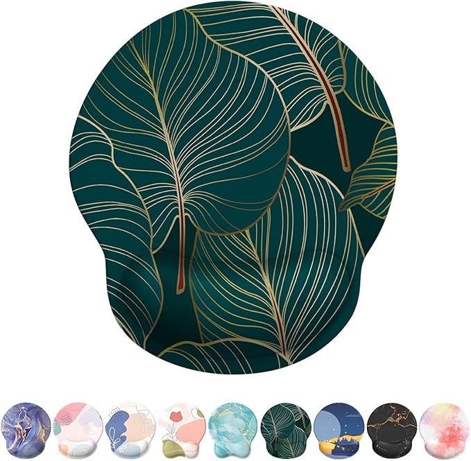 eulps Mouse Pad with Wrist Rest, Comfortable Computer Mousepad with Gel Wrist Support Smooth Surface and Non-Slip PU Base for Pain Relief, Laptop, Office & Home (Tropical Plants)