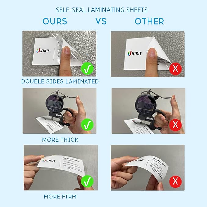 Uinkit Self Sealing Laminating Pouches, Waterproof Lamination Sheets for Document Permanent Adhesive 9x11.5inches 10Pack 10mil Thick Gloss Finish No Need Machine (9x11.5Inchesx10Pack)