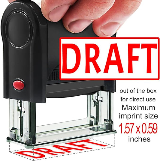 Draft Stamps Self Inking Office Draft Stamps Self-Inking Red Draft Stamp fot Office Supplies Rubber Business Stamps Drafting,Red(Draft)