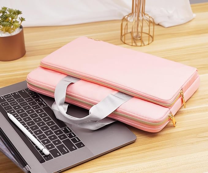 KIZUNA Laptop Sleeve Case 13 Inch Computer Carrying Handbag for 14" MacBook Pro M3 2023/M2 M1 Max /13.6" New MacBook Air M2/14 Lenovo ThinkPad X1 Carbon/Yoga C740 S740 C930/14 IdeaPad Flex 5i, Pink