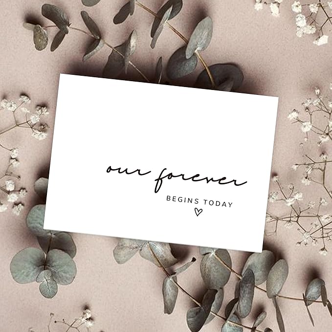 Set of 2 Funny Wedding Gift Cards, To My Groom Bride On Our Wedding Day Card, Wedding Day Vows Card for Our Forever Begins Today. （Our Forever）