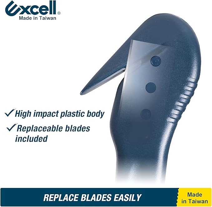 Excell Stretch Film Angled Cutter Suit Warehouse,Factory, Ergonomic Film Cutting Blade Safe and Efficient Cutting for Cryovac, Plastic Bags, Shrink Wrap (Angled Cutter)