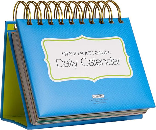 Global Printed Products Motivational & Inspirational Perpetual Daily Flip Calendar Self-Standing Easel (Bright Colors)