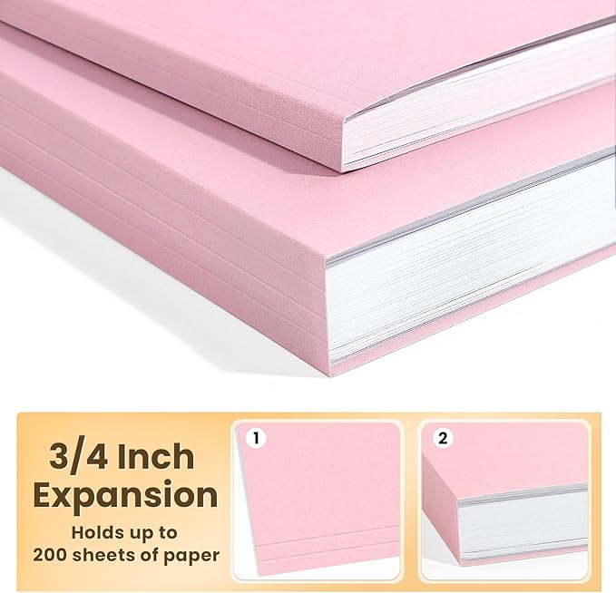 SUNEE Hanging File Folders Legal Size, Pink File Folders 25 Pack 1/5-Cut Tabs, Stay Organized for Your Home and Office Bulk File and Documents