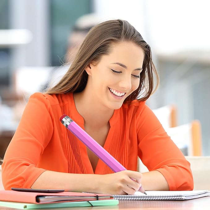 Wooden Jumbo Pencil for Prop Gifts Decor 14 Inch Funny Big Novelty Pencil with Cap Pink