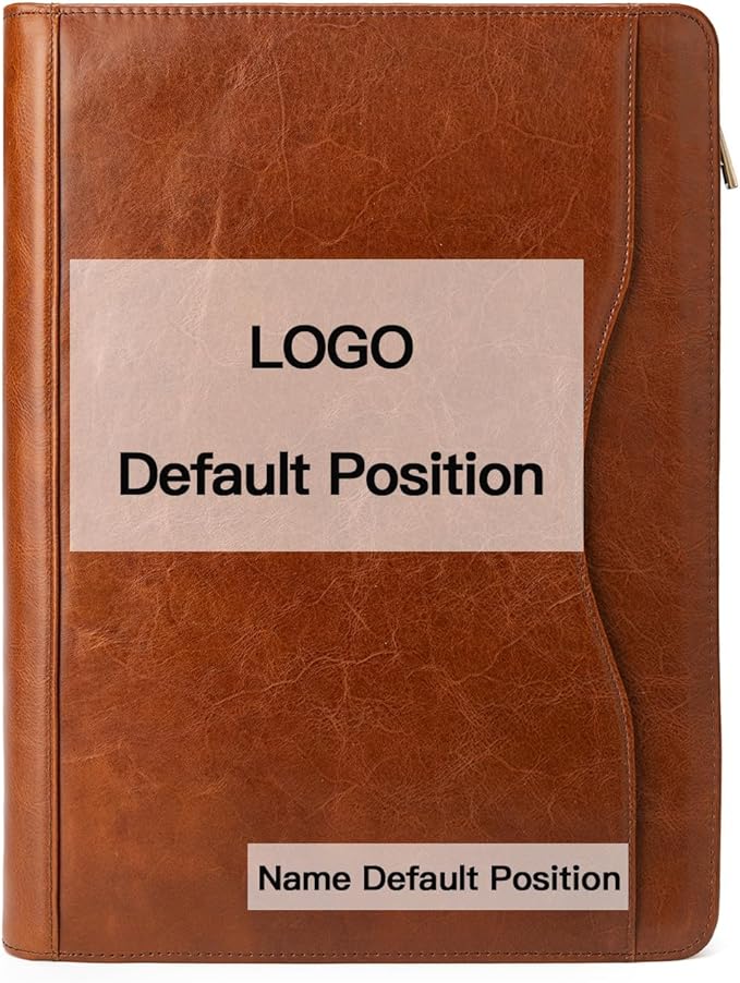 YIWEN Handmade Crazy-Horse Leather 3 Ring Binder Portfolio Padfolio Folder with Zipper for Men and Women, Business Organizer for Letter A4 Size for Meeting and Travel (Custom Engraved, Oil Wax-Brown)