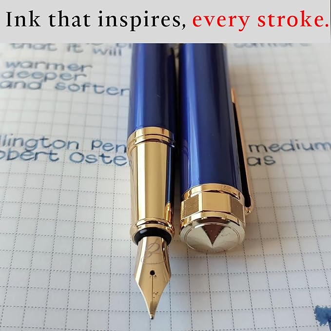 Vibrant Fountain Pen Ink Refills - 24 Pack Vibrant 6 Colors International Standard Size Cartridges - Premium Quality & Non-Toxic - Long-Lasting Ink