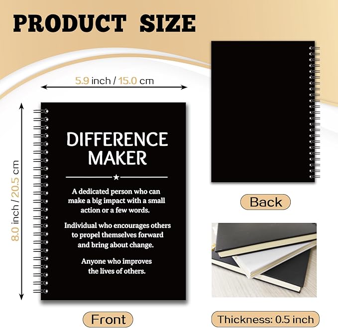 YAZMEEN Difference Maker Blank Spiral Notebook（160 Pages） Difference Maker Definition Hardcover Notebook Thank You Gift for Women Men Funny Office Journal Gift for Teacher Boss Leader Mentor Manager