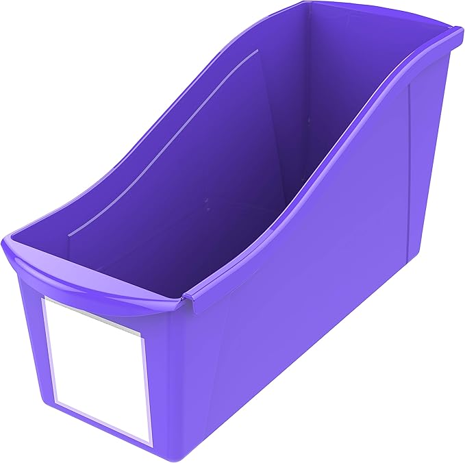 Storex Large Book Bin, Interlocking Plastic Organizer for Home, Office and Classroom, Purple, 30-Pack (71117U06C)
