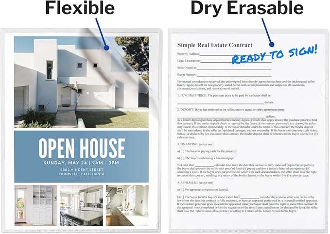 Dunwell Clear Plastic File Folder Sleeves, 6 Pack, 8.5x11 Letter Size, Acid-Free Poly Plastic