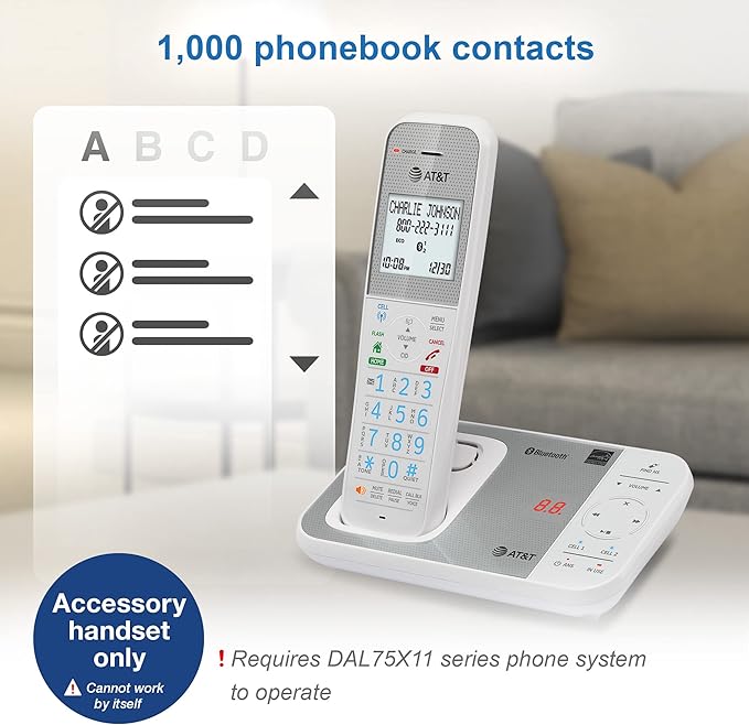 AT&T DAL75011 Accessory Handset for GL2113-x or DAL75x11 Phone System (White)