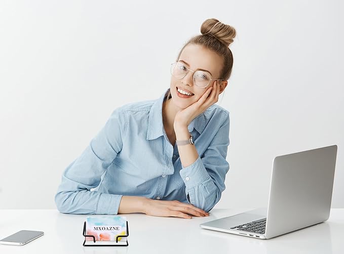 Black Business Card Holder for Desk, Metal Modern Business Card Holder Display Stand for Women Men, 1 Pack