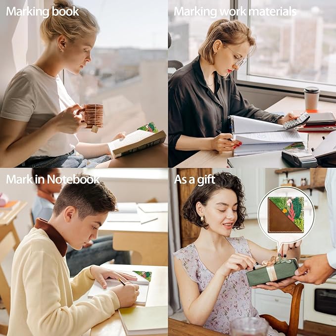 Personalized Leather Bookmarks, Fun & Cute Book Accessories for Reading Lovers, Unbreakable Page Markers for Women Men Girls Boys Student Teacher Kids Retirement Birthday Gifts (Flowering Plant)