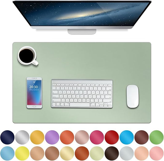 Boutilon Leather Desk Pad 24"x 14" Non-Slip Mouse Pad,Office Desk Mat,Waterprooft PU Leather Desk Blotter,Desk Pad Protector,Desk Writing Pad for Home Office Decor (S-Green)