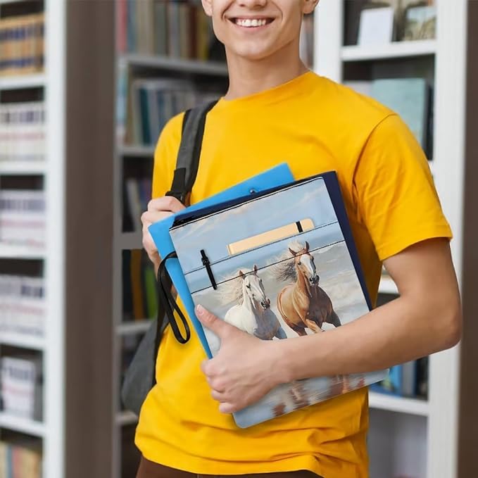 COEQINE Horse Book Covers Kids Adult Book Cover with Pen Holder Zipper Washable Hardcover Paperback Book Protection and Pen Holder Pocket for Travel Study