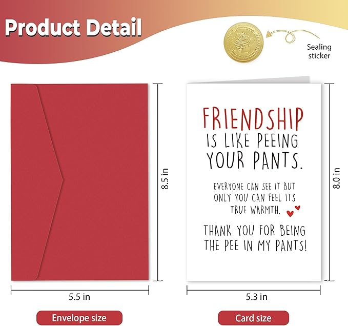 Funny Birthday Card for Best Friend, Bestie Birthday Card, Friendship Thank You Card, Hilarious Friendship Card for Her Him, Friendship is Like Peeing Your Pants