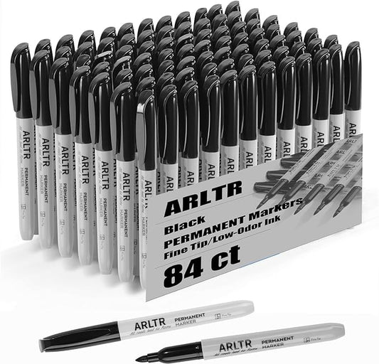 Permanent Markers Bulk with Fine Tip, Bulk Pack of 84 with Black, Works on Plastic,Wood,Stone,Metal and Glass for Doodling, Coloring as Office, School Supplies