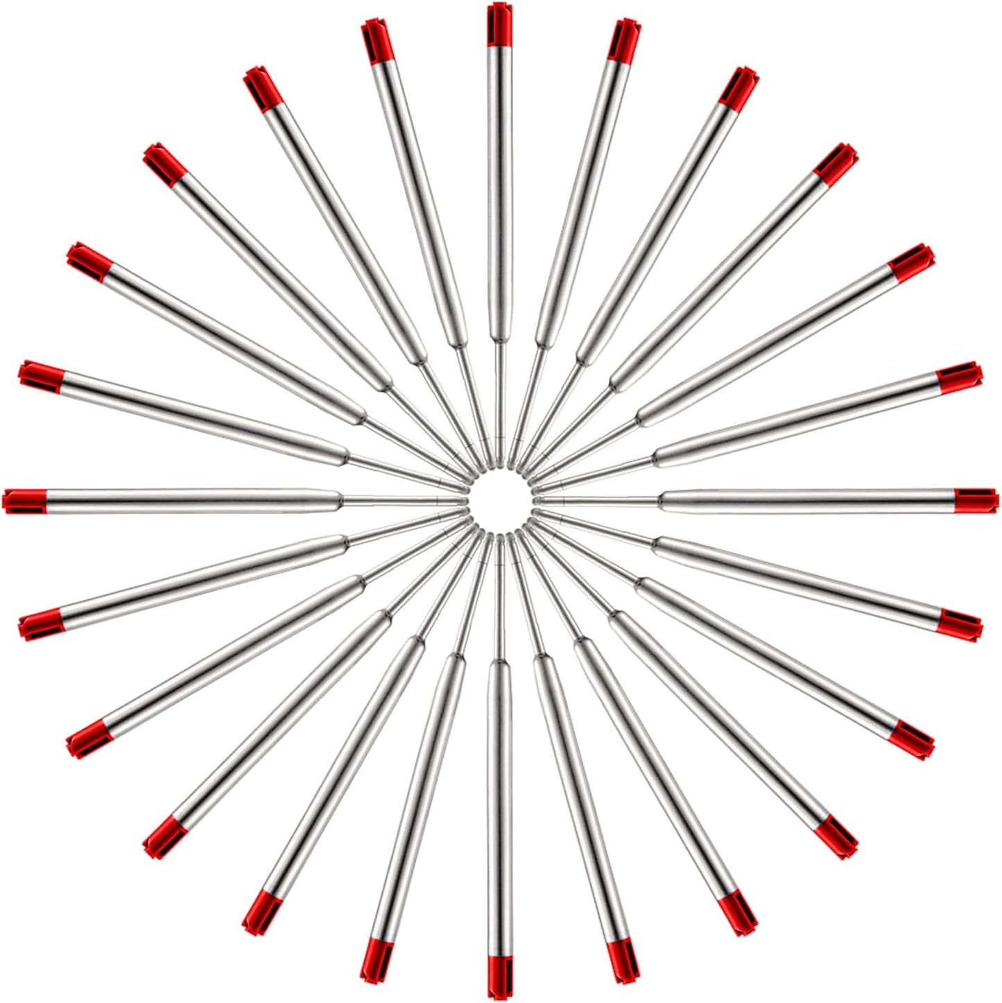 HeTaoCat Red Ink Refill Pack of 5, Replaceable Ballpoint Pen Refills, Medium Point Metal Refil (Red)