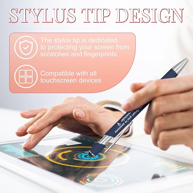 Colarr 48 Pcs Employee Appreciation Pen Ballpoint with Stylus Tip Pen 1.0 mm Black Ink Multicolor Smooth Motivational 2 in 1 Ballpoint Supplies for Coworker Thank You Gift (You're Awesome)