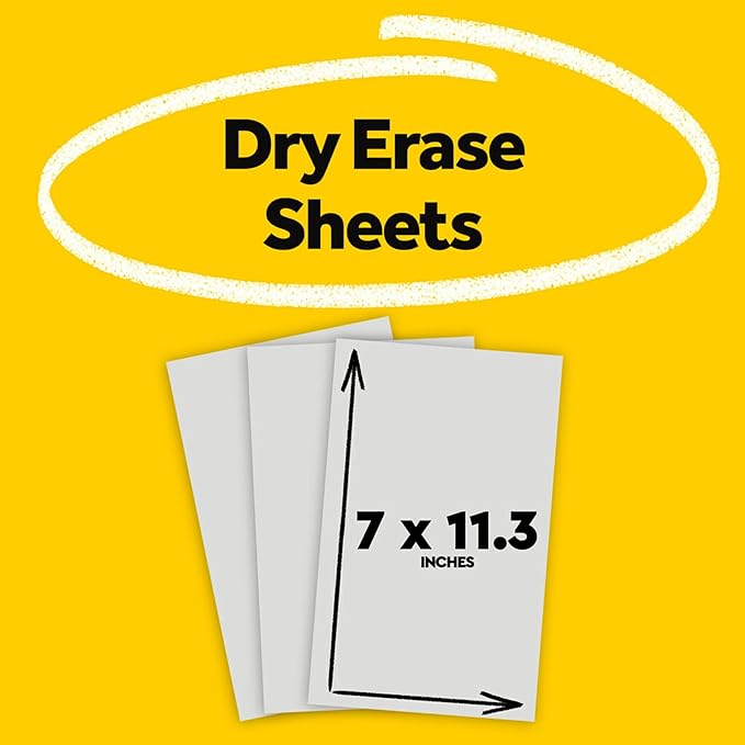 Post-it Dry Erase Sheets, 7 in x 11.3 in, Sticks Securely and Removes Cleanly